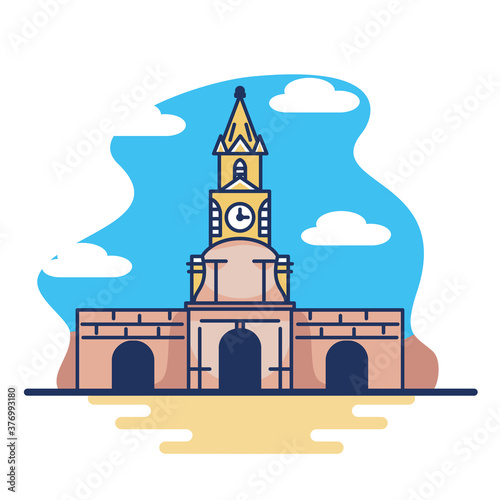 isolated cartagena colombia travel sites icon -Vector