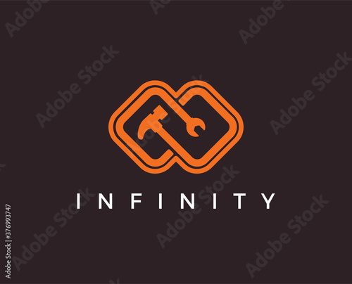 minimal infinity repair logo template - vector illustration