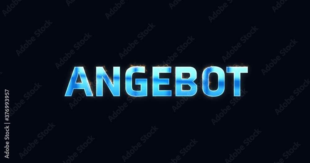 Angebot. Blauer Text als Logo Intro. Elektrisch leuchtendes Wort. Angebot. Blauer Text als Logo Intro. Elektrisch leuchtendes Wort.