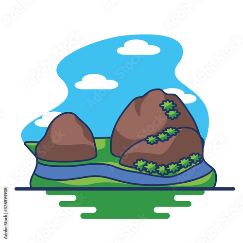 isolated guatape colombia travel sites icon -Vector