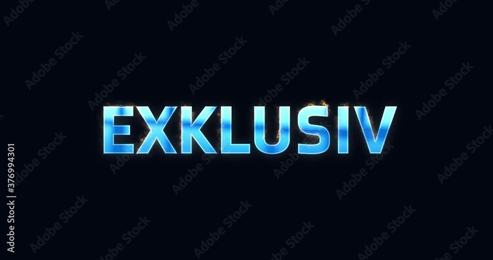 Exklusiv. Blauer Text als Logo Intro. Elektrisch leuchtendes Wort. Exklusiv. Blauer Text als Logo Intro. Elektrisch leuchtendes Wort.