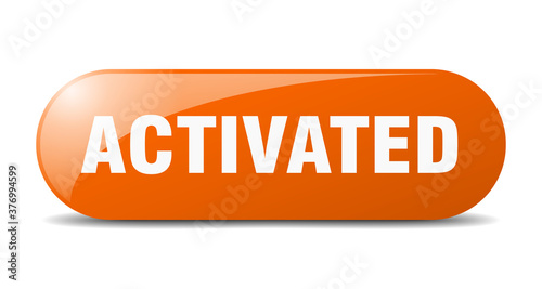 activated button. sticker. banner. rounded glass sign