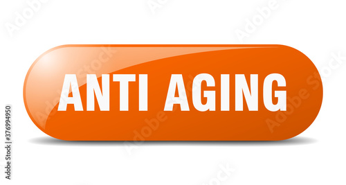anti aging button. sticker. banner. rounded glass sign