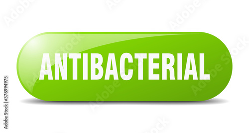 antibacterial button. sticker. banner. rounded glass sign