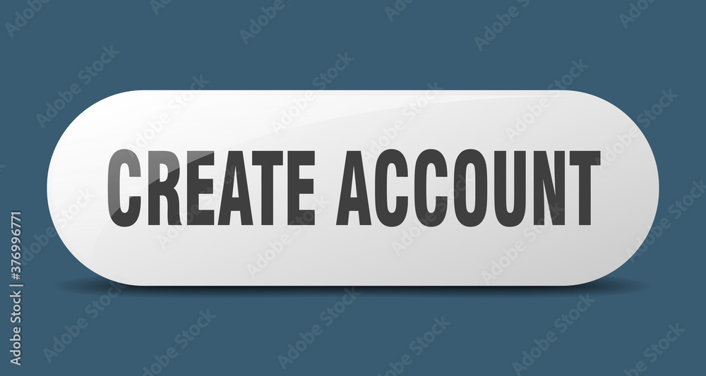 create account button. sticker. banner. rounded glass sign