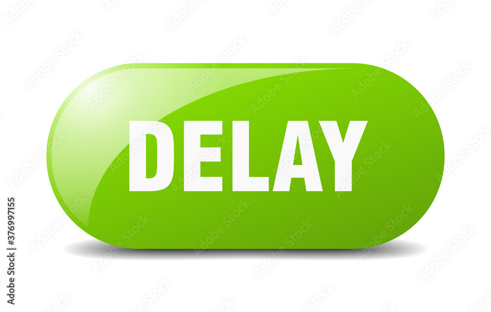 delay button. sticker. banner. rounded glass sign delay button. sticker. banner. rounded glass sign