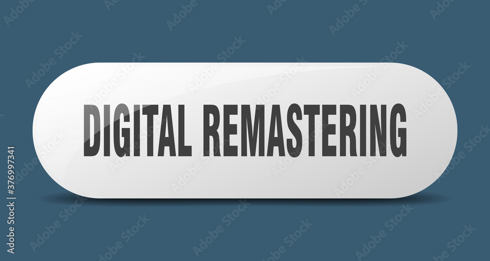 digital remastering button. sticker. banner. rounded glass sign