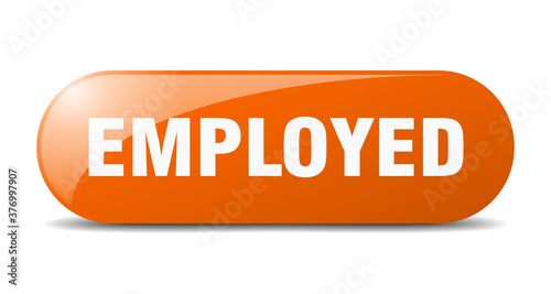 employed button. sticker. banner. rounded glass sign