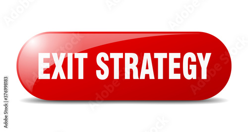 exit strategy button. sticker. banner. rounded glass sign
