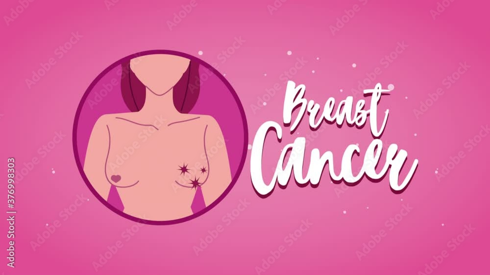 breast cancer campaign lettering animation with woman without a breast breast cancer campaign lettering animation with woman without a breast