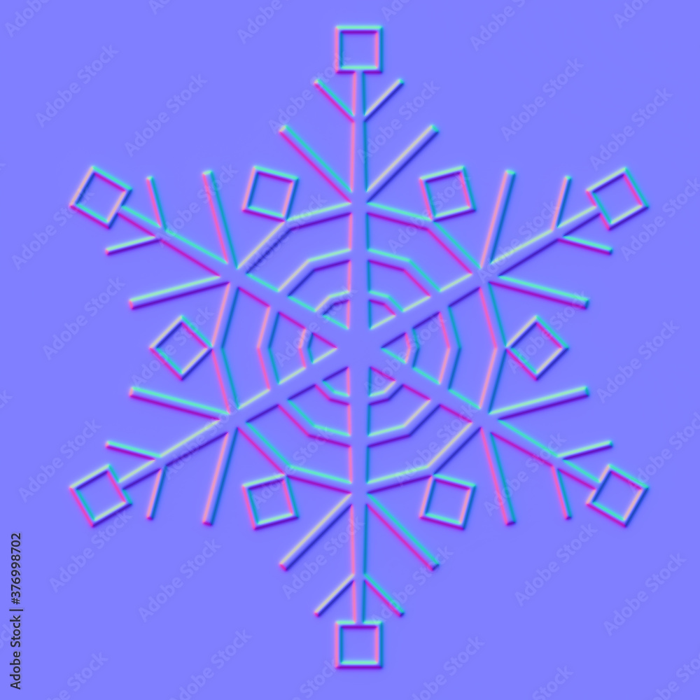 normal map of snowflake, bump background texture for use in 3D programs, 3d render normal map of snowflake, bump background texture for use in 3D programs, 3d render