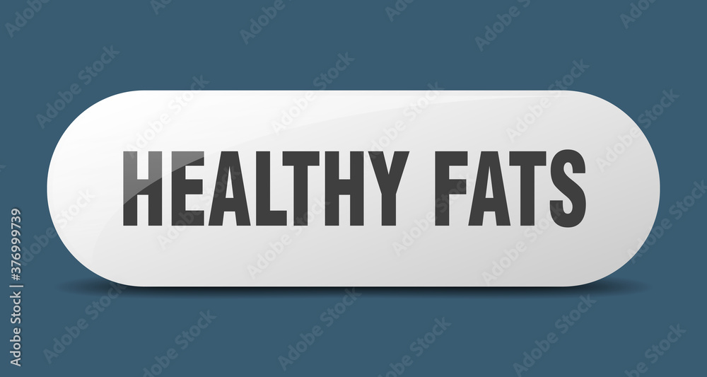 healthy fats button. sticker. banner. rounded glass sign
