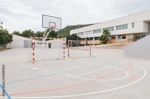 an empty school yard