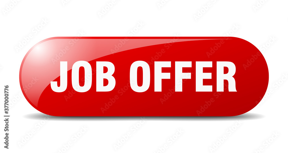 job offer button. sticker. banner. rounded glass sign job offer button. sticker. banner. rounded glass sign