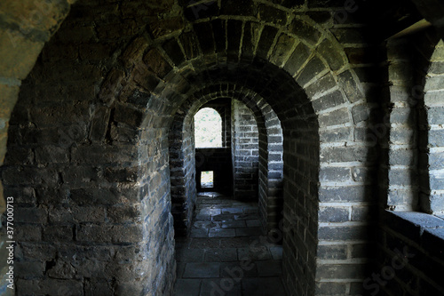 Inside of one of the watch towers at Mutianyu section of the great wall of China