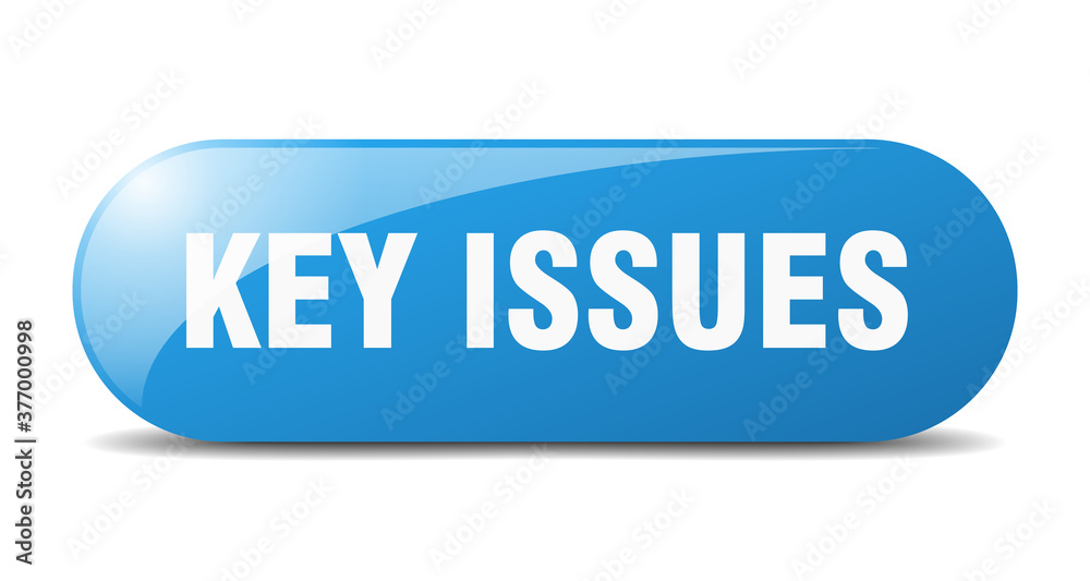 key issues button. sticker. banner. rounded glass sign