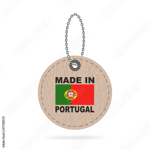 Made in Portugal tag, paper label, 3d vector illustration	