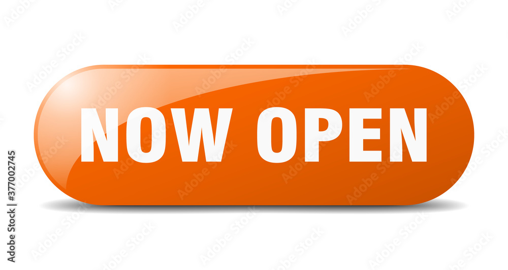 now open button. sticker. banner. rounded glass sign now open button. sticker. banner. rounded glass sign