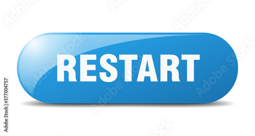 restart button. sticker. banner. rounded glass sign