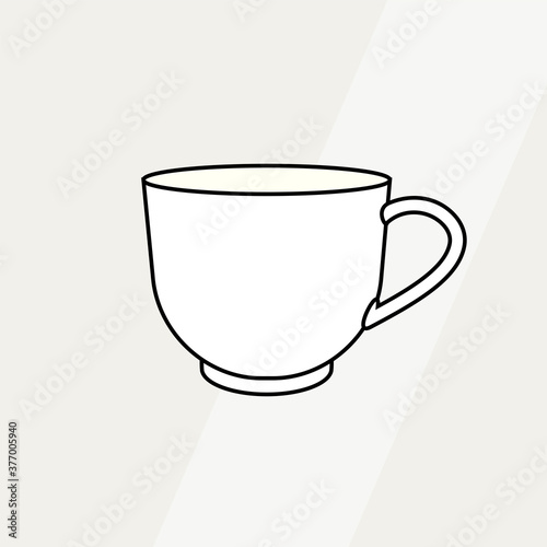 Tea cup simple form vector illustration. Vector line illustration isolated mug logo icon cafe menu banner flayer. Tea cup logo coffee shop. Silhouette tea cup demitasse coffee mug isolated background