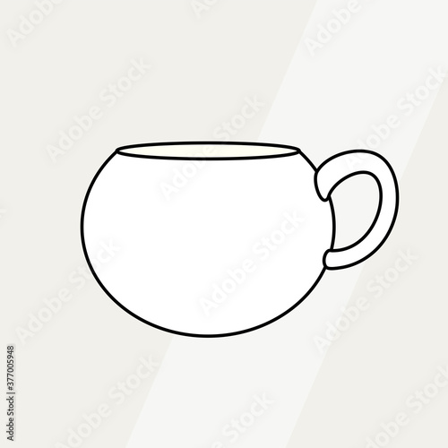 Tea cup simple form vector illustration. Vector line illustration isolated mug logo icon cafe menu banner flayer. Tea cup logo coffee shop. Silhouette tea cup demitasse coffee mug isolated background