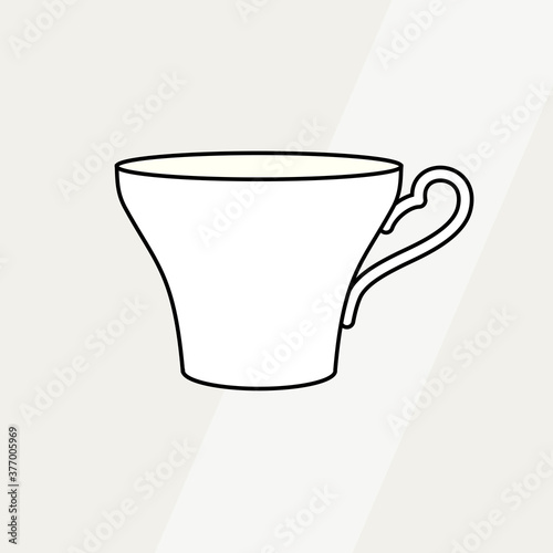 Tea cup simple form vector illustration. Vector line illustration isolated mug logo icon cafe menu banner flayer. Tea cup logo coffee shop. Silhouette tea cup demitasse coffee mug isolated background