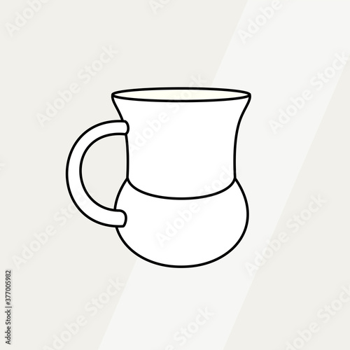 Tea cup simple form vector illustration. Vector line illustration isolated mug logo icon cafe menu banner flayer. Tea cup logo coffee shop. Silhouette tea cup demitasse coffee mug isolated background