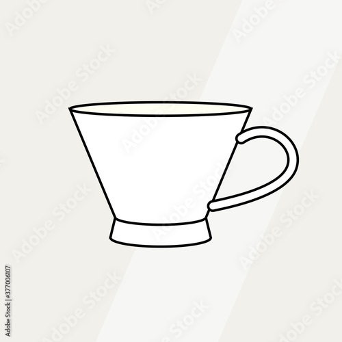 Tea cup simple form vector illustration. Vector line illustration isolated mug logo icon cafe menu banner flayer. Tea cup logo coffee shop. Silhouette tea cup demitasse coffee mug isolated background