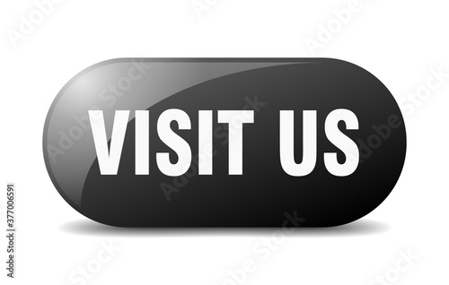 visit us button. sticker. banner. rounded glass sign