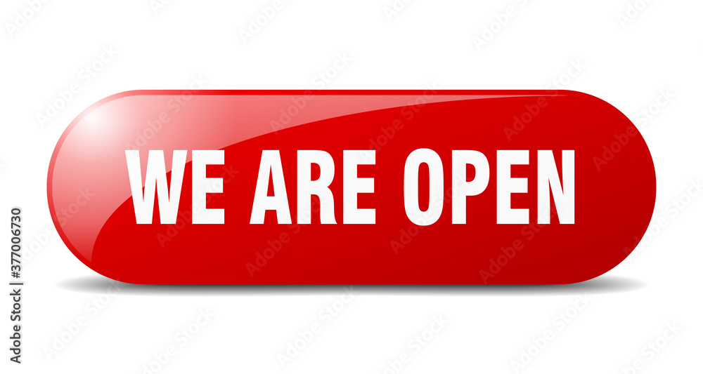 we are open button. sticker. banner. rounded glass sign we are open button. sticker. banner. rounded glass sign