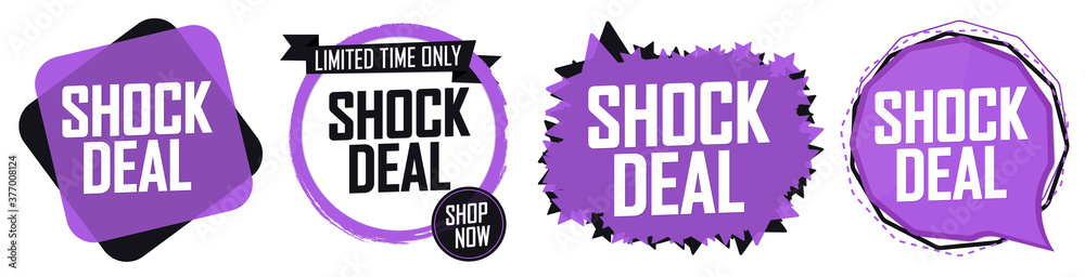 Obraz premium Set Shock Deal tags, sale banners design template, vector illustration