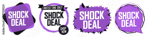Set Shock Deal tags  sale banners design template  vector illustration