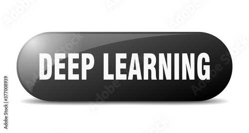 deep learning button. sticker. banner. rounded glass sign