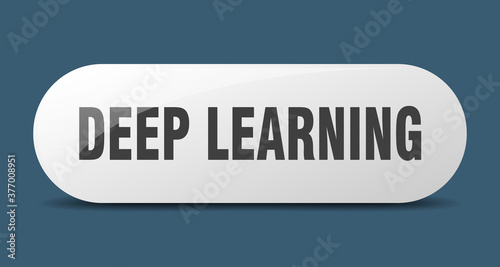 deep learning button. sticker. banner. rounded glass sign