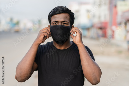Young Indian Tamil Guy wearing mask during corona pandemic in Chennai, Tamil Nadu, India