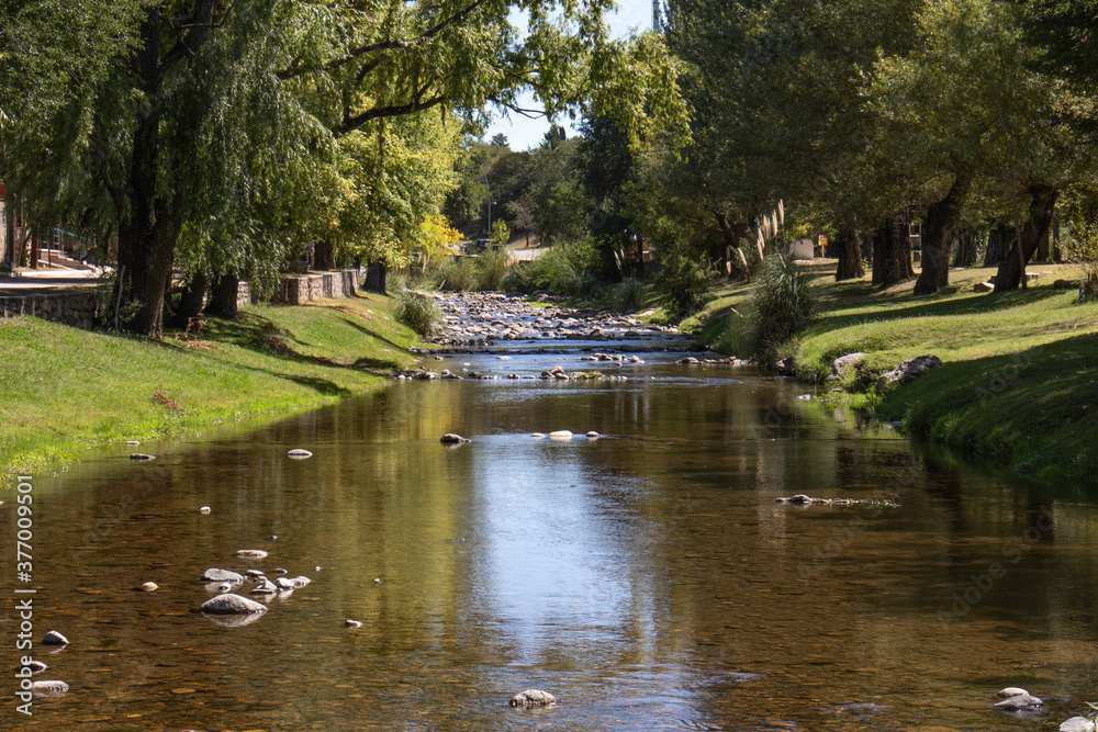 Obraz premium River surrounded by trees and nature