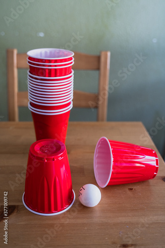 red solo cups and ping pong balls