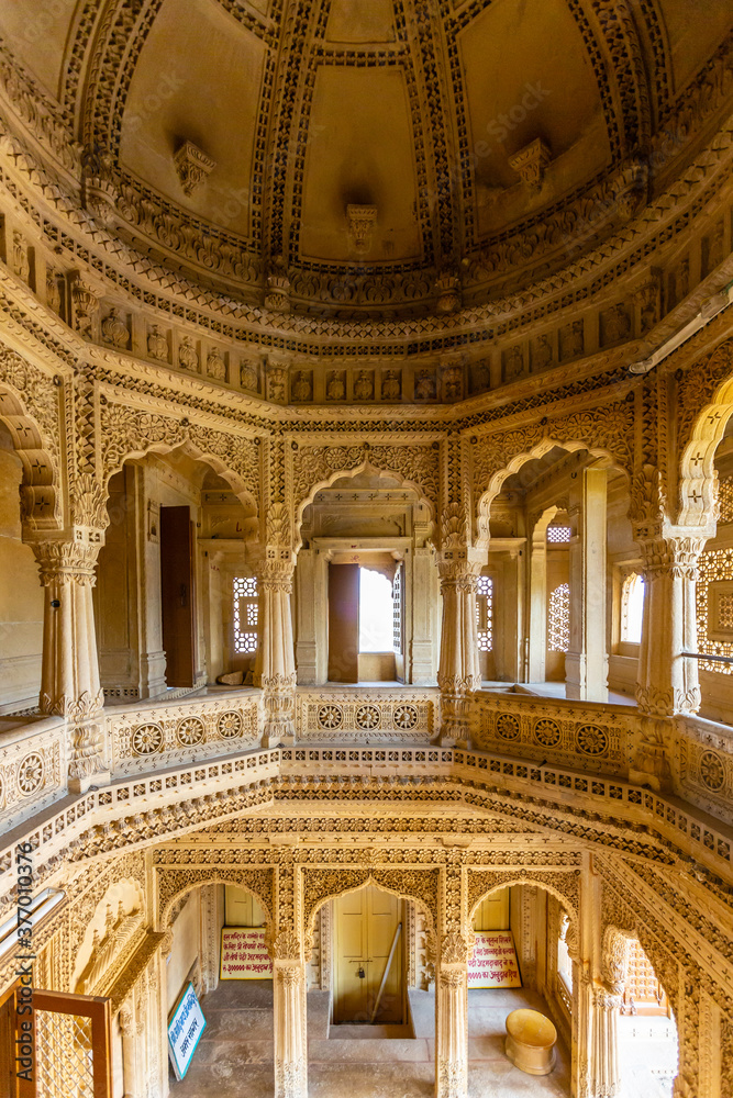 Lodurva Parasawayh Jain Temple next to Amar Sagar Jain Tempel, Jaisalmer, Rajasthan, India, Asia