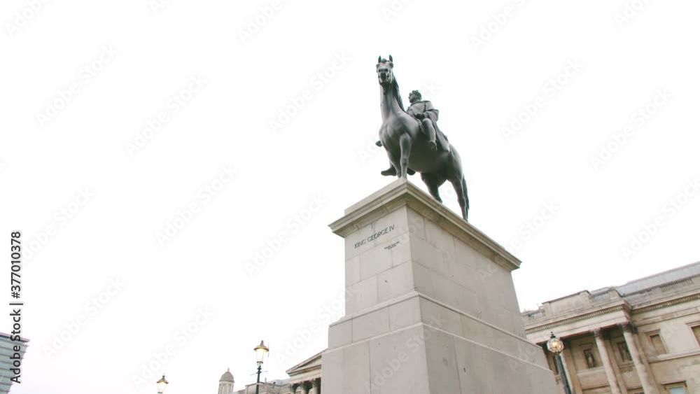 Lockdown in London, Gilmbal pan in Slow motion of King George IV Statue during coronavirus pandemic 2020. Lockdown in London, Gilmbal pan in Slow motion of King George IV Statue during coronavirus pandemic 2020.