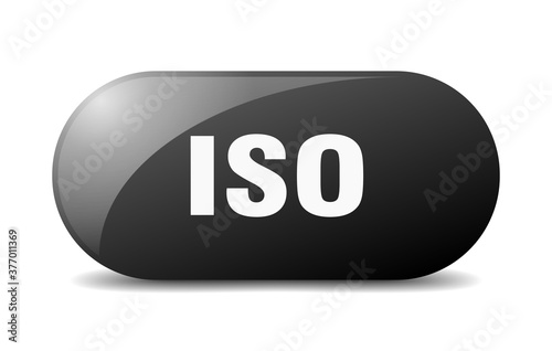 iso button. sticker. banner. rounded glass sign