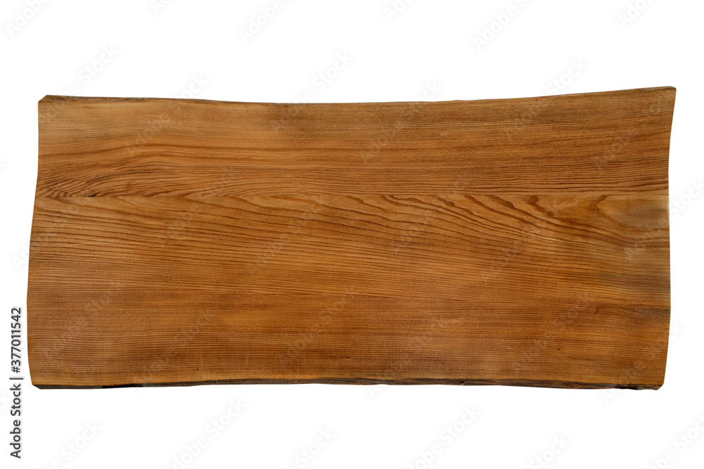 Natural wood table top plate, brown wood texture, dark wooden background.