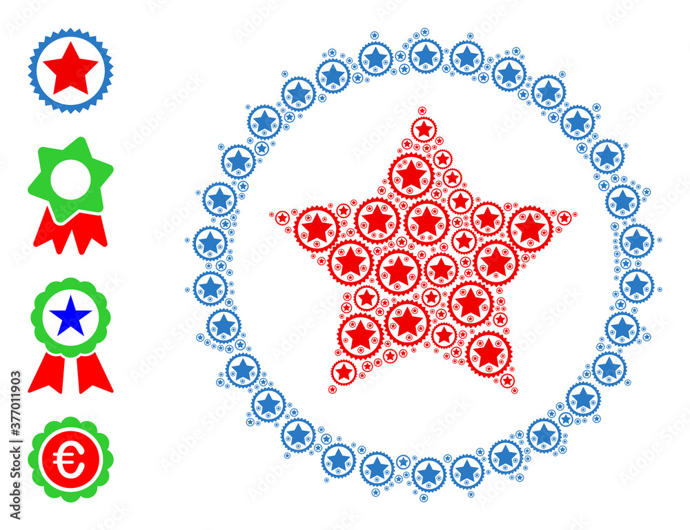 Vector star seal stamp collage is made with random self star seal stamp ...