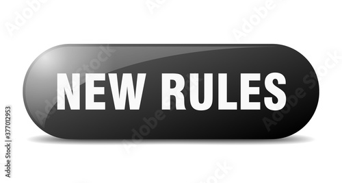 new rules button. sticker. banner. rounded glass sign