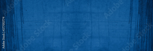Old wall pattern texture cement blue dark abstract  blue color design are light with black gradient background.