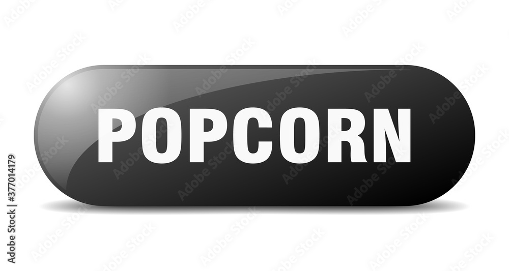 popcorn button. sticker. banner. rounded glass sign popcorn button. sticker. banner. rounded glass sign