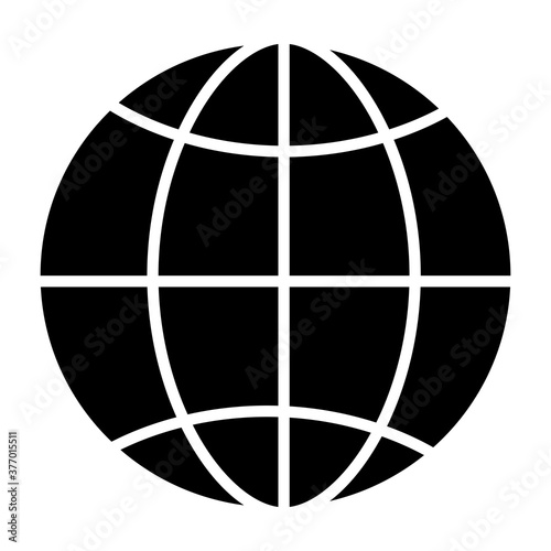 Globe icon  world symbol silhouette. Vector illustration isolated on white.