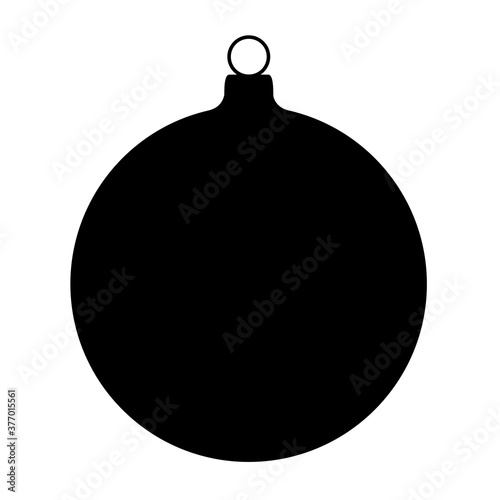 Christmas ball icon silhouette. Vector illustration isolated on white.