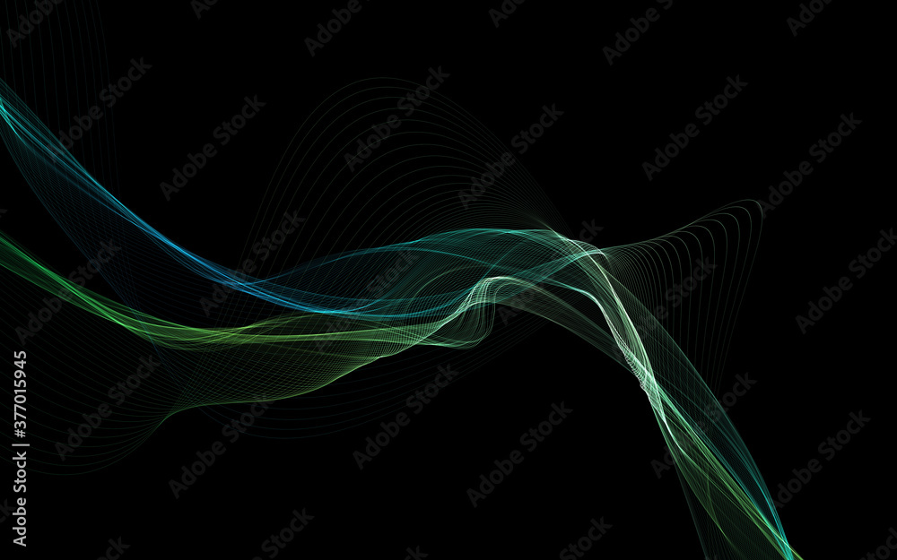 Naklejka premium Dark abstract background with a glowing abstract waves