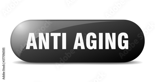 anti aging button. sticker. banner. rounded glass sign
