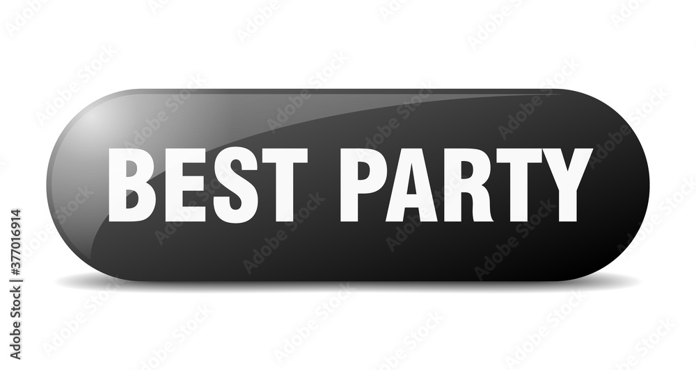 best party button. sticker. banner. rounded glass sign